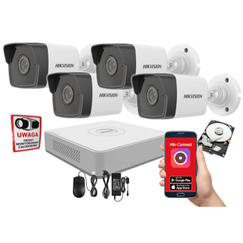 ZESTAW MONITORINGU IP Hikvision DS-7104NI-Q1/4P (D) + 4x DS-2CD1041G0-I/PL 4MPX 2.8mm IR30 1TB